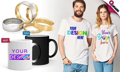 Custom Printing on Mugs & T-shirts, Laser Engraving on Metal & Custom Embroidery on Caps!